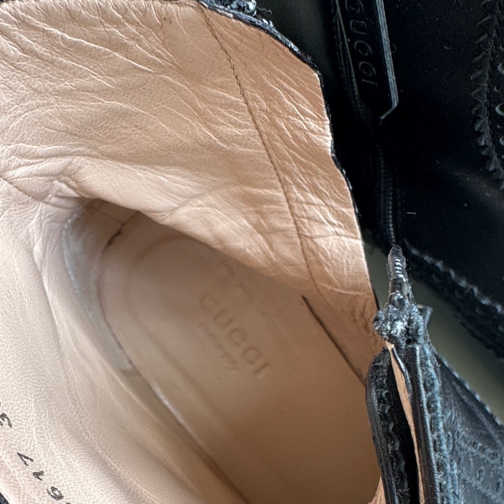Authentic GUCCI Women's Queercore Leather Buckled Lace Up Booties in Black - 36 - Picture 4 of 10